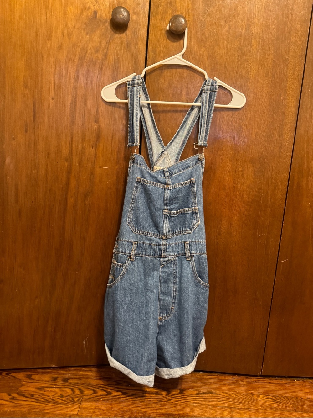 Free People Blue Denim Short Overalls